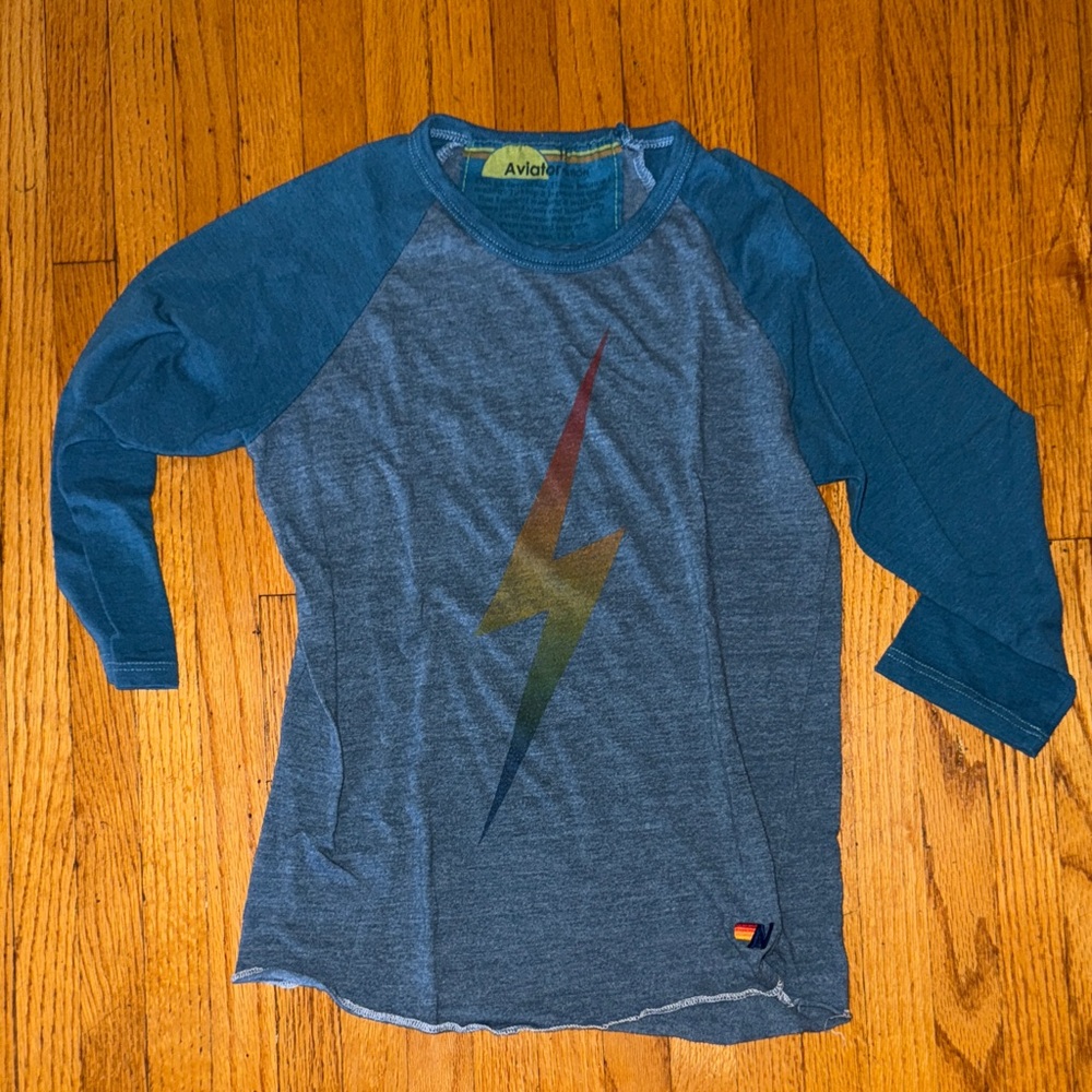 Aviator Nation kids 3/4 length Bolt baseball Tee.